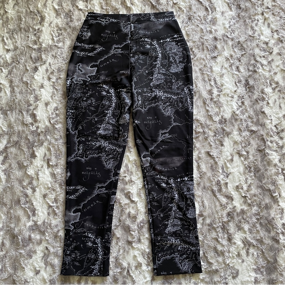 BlackMilk Middle-Earth Map Black Cuffed Pants - Picture 2 of 6